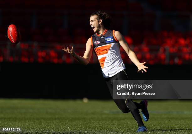 Phil Davis of the Giants trains during a Greater Western Sydney Giants AFL training session at Spotless Stadium on July 5, 2017 in Sydney, Australia.