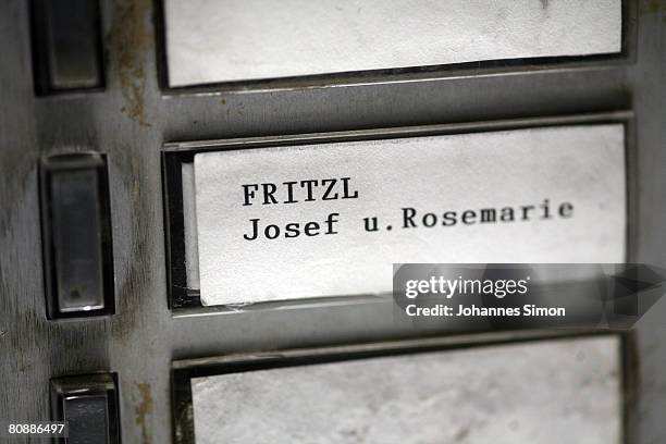 Name plate of Josef Fritzl, the father, who imprisoned his daughter for 24 years and had seven children with her, seen on April 28, 2008 in...