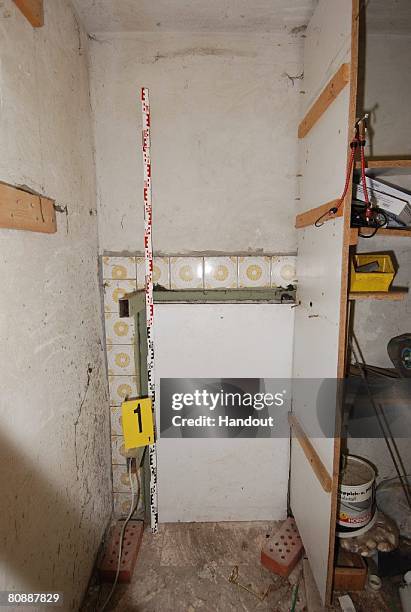 In this undated Police handout image provided by Security Administration of Lower Austria a hidden room at the house and hiding place, where a father...