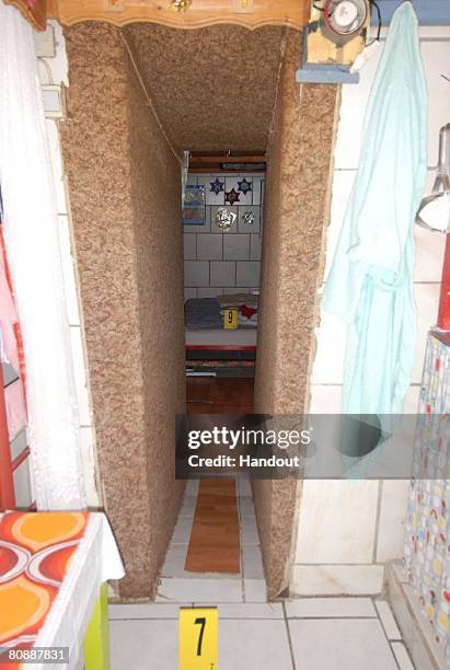 In this undated Police handout image provided by Security Administration of Lower Austria a hidden bedroom at the house and hiding place, where a...