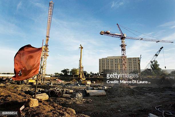 The construction site of the Al Mogran Project in front of the Hilton Hotel is seen on January 9, 2007 in Khartoum, Sudan. Khartoum, the capital of...