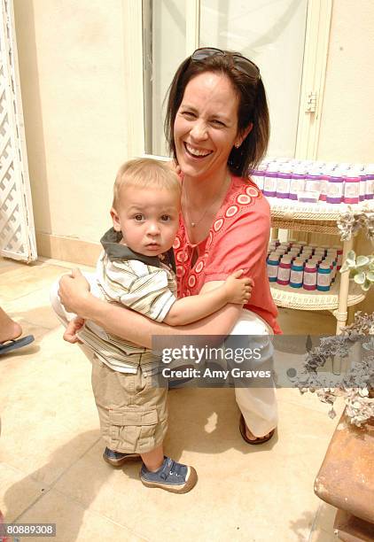 April 27: Actress Annabeth Gish and son Cash Allen attend the Baby Eggi Launch Party at the Argyle Salon and Spa on April 27, 2008 in West Hollywood,...