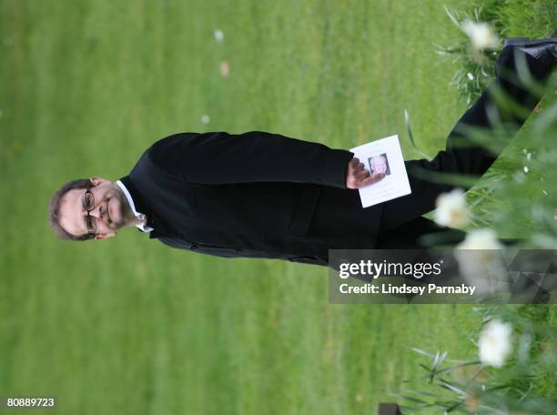 Veteran childrens' TV presenter Timmy Mallet leaves after a church service at Saint Michael's and All Angels Church for the funeral of fellow...