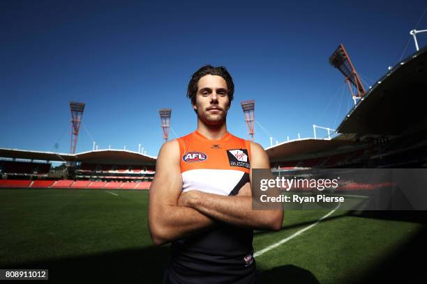 Josh Kelly of the Giants poses during a Greater Western Sydney Giants AFL portrait session at Spotless Stadium on July 5, 2017 in Sydney, Australia.