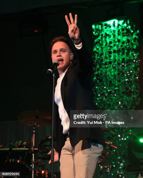 Olly Murs performing during Walking with the Wounded presents The Ice and Diamonds Send-Off Ball, at Battersea Power Station in south London.