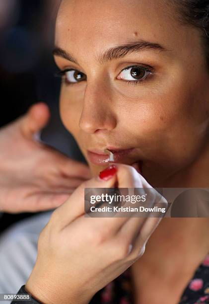 Model has make-up applied ahead of the One Teaspoon show on the first day of the Rosemount Australian Fashion Week Spring/Summer 2008/09 Collections...