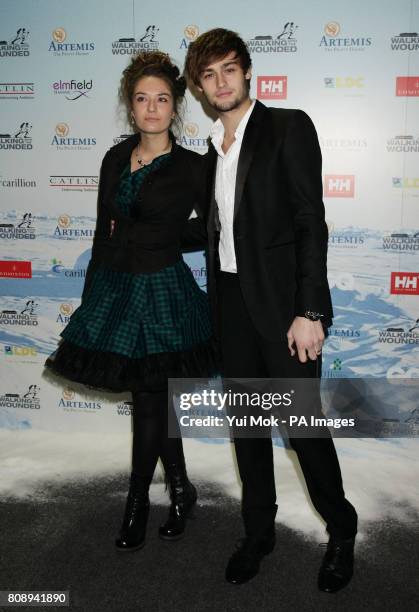 Douglas Booth and guest arrive for The Ice and Diamonds Send-Off Ball, in aid of the upcoming Walking with the Wounded expedition. At Battersea Power...