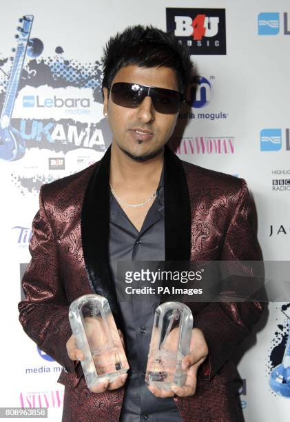 Best Selling Single and Best Album award winner Punjabi By Nature pictured backstage at the UK Asian Music Awards, at the Roundhouse in north London.