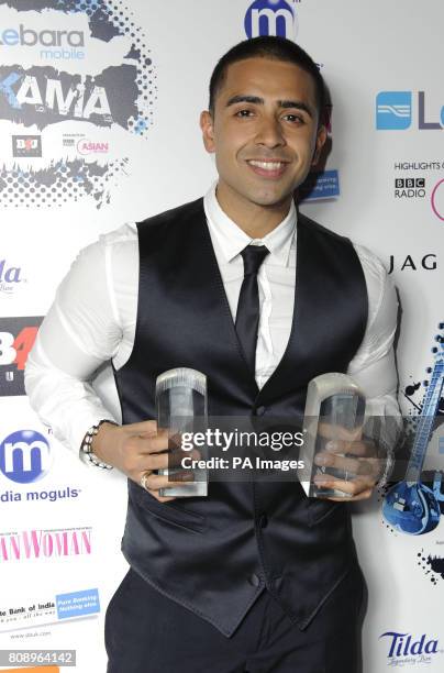 Best Male and Best Video winner Jay Sean pictured backstage at the UK Asian Music Awards, at the Roundhouse in north London.