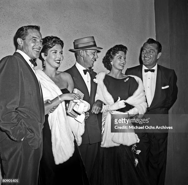 Dancer, actor and singer Fred Astaire with Ann Miller, Cyd Charisse, Tony Martin and Gene Kelly attend the premiere of "Band Wagon" on August 12,...