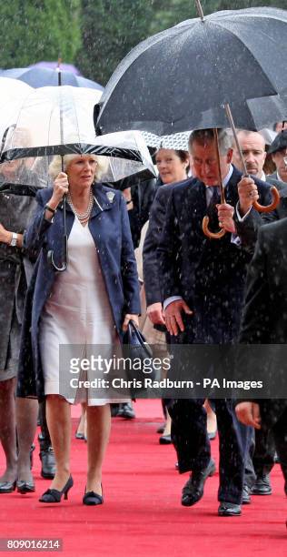 The Prince of Wales and the Duchess of Cornwall arrive at the Jerunimos Monastery in Lisbon, Portugal, where they laid flowers at the tomb of...