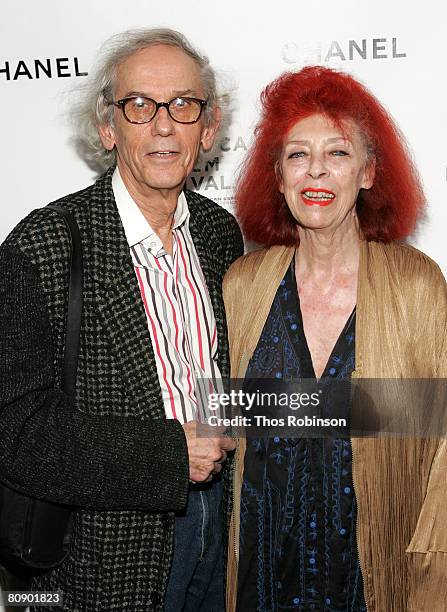 Artists Christo and Jeanne-Claude arrive at the Chanel Dinner held at the Greenwich Hotel during the 2008 Tribeca Film Festival on April 28, 2008 in...