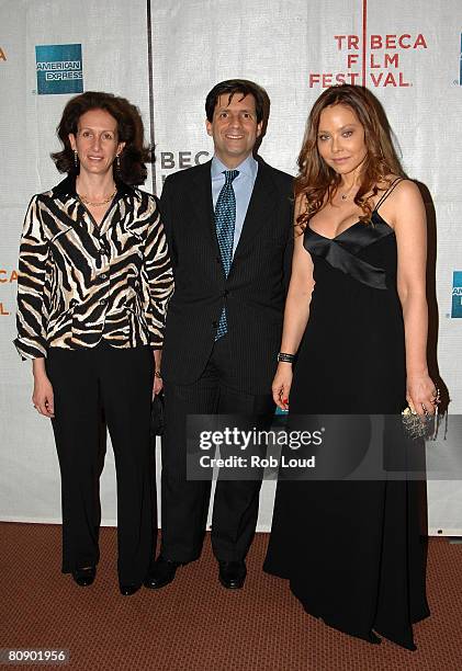 Arnella Talo, Francisco Talo, and actress Ornella Muti attend the premiere of "Toby Dammit" during the 2008 Tribeca Film Festival on April 28, 2008...