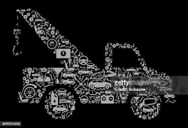 abschleppen von lkw auto reparieren autos und kfz vektor icon hintergrund - tow truck icons stock-grafiken, -clipart, -cartoons und -symbole
