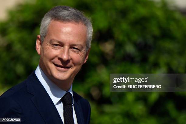 French Economy Minister Bruno Le Maire arrives for the weekly cabinet meeting, on July 5, 2017 at the Elysee palace in Paris.