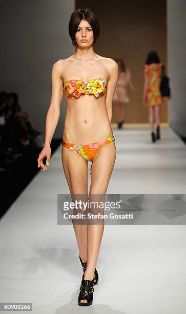 Model showcases an outift by designer Zimmermann on the catwalk during the second day of the Rosemount Australian Fashion Week Spring/Summer 2008/09...