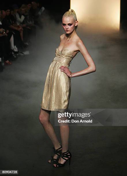 Model showcases an outift by designer Silence Is Golden on the catwalk on the second day of the Rosemount Australian Fashion Week Spring/Summer...