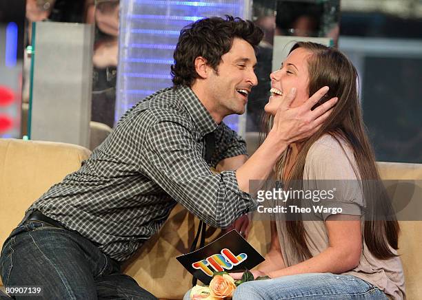 Patrick Dempsey with TRL audience member at MTV's TRL Studios, Times Square on April 28, 2008