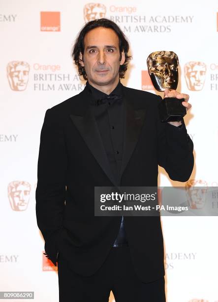 The winner of Best Original Music, Alexandre Desplat, awarded for The King's Speech in the press room at the 2011 Orange British Academy Film Awards,...