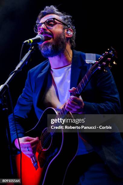 Italian singer Brunori Sas performs in concert at Rock in Roma Festival on July 4, 2017 in Rome, Italy.