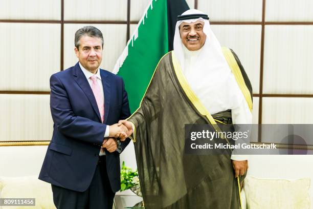 German Foreign Minister and Vice Chancellor Sigmar Gabriel meets with Foreign Minister of Kuwait, Sabah Al-Khaled Al-Hamad Al-Sabah on July 05, 2017...