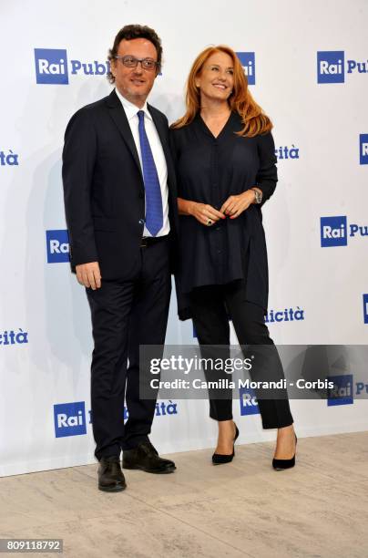 Mario Orfero and Monica Maggioni attend the Rai Show Schedule Presentation In Rome on July 4, 2017 in Rome, Italy.