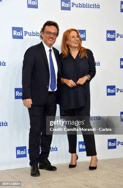 Mario Orfero and Monica Maggioni attend the Rai Show Schedule Presentation In Rome on July 4, 2017 in Rome, Italy.