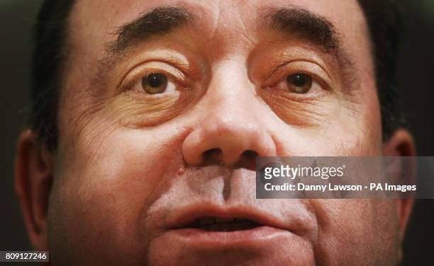 Leader Alex Salmond during the launch of the SNP manifesto at the Royal Scottish Academy of Music and Drama in Glasgow.