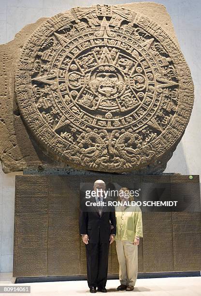 Secretary of Defense Robert Gates poses with his wife Becky Gates during a visit to the National Museum of Anthropology and History in Mexico City,...