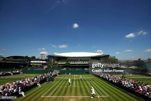 General view of court 10 during the Gentlemen's Doubles first round match between Jean-Julien Rojer of of the Netherlands and Horia Tecau against...