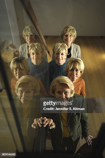 Woman On The Web - www.wow.com, Mary Wells, Liz Smith, Leslie Stahl, and Joni Evans, are photographed in Wells' home..