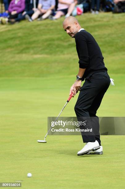 Pep Guardiola putts during the Pro-Am of the Dubai Duty Free Irish Open at Portstewart Golf Club on July 5, 2017 in Londonderry, Northern Ireland.