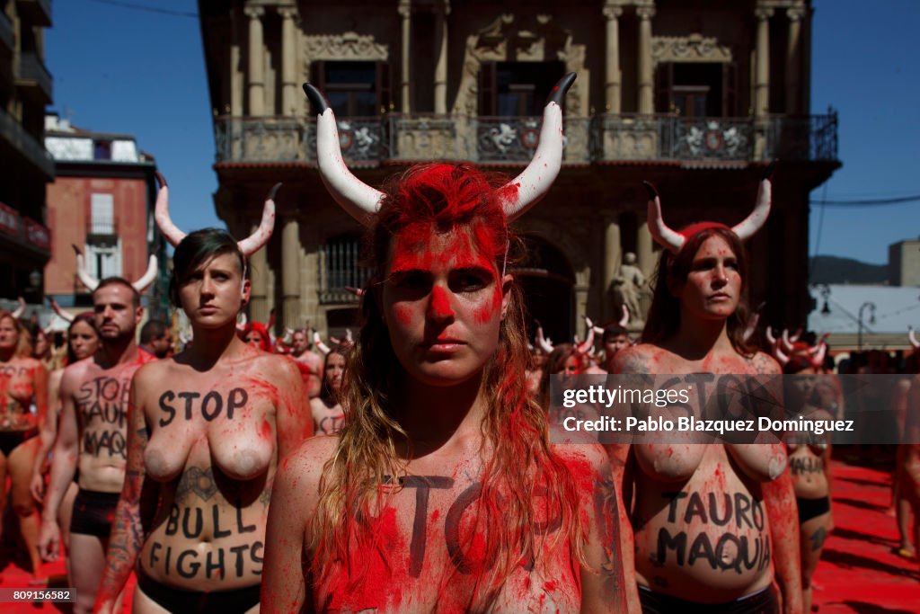 Demonstration Against Bullfights Ahead Of San Fermin