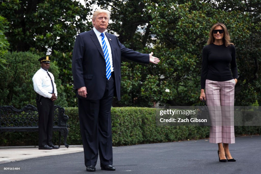 President Trump Departs White House For Trip To Warsaw And Hamburg