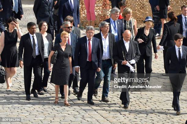Jean Luc Melanchon arrives to Simone Veil funeral at Hotel Des Invalides on July 5, 2017 in Paris, France. Simone Veil was best known for pushing...