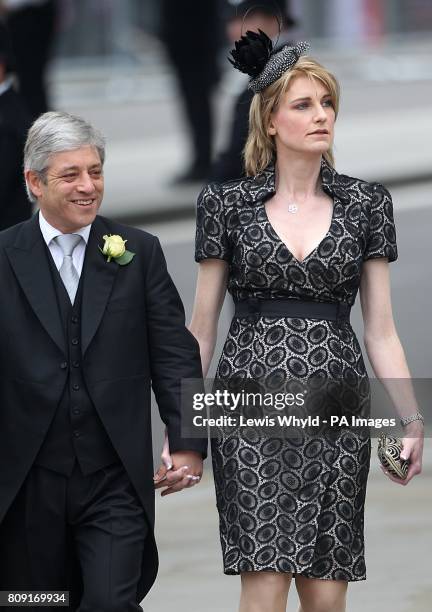 John Bercow, Speaker of the House of Commons and his wife Sally arrive at Westminster Abbey ahead of the wedding between Prince William and Kate...