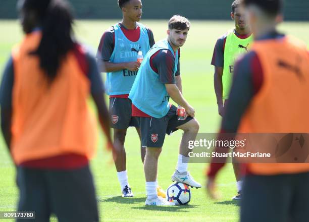 Dan Crowley of Arsenal during a training session at London Colney on July 5, 2017 in St Albans, England.
