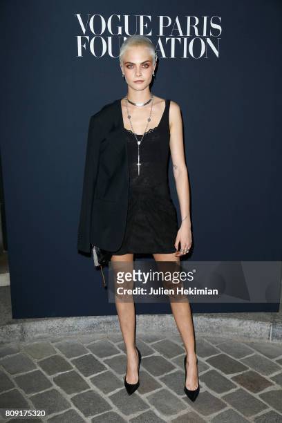 Cara Delevingne attends Vogue Foundation Dinner during Paris Fashion Week as part of Haute Couture Fall/Winter 2017-2018 at Musee Galliera on July 4,...
