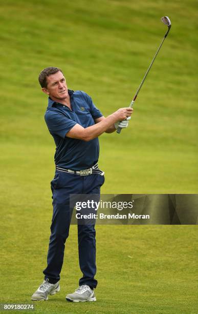 Portstewart , United Kingdom - 5 July 2017; Former Champion Jockey AP McCoy during the Pro-Am ahead of the Dubai Duty Free Irish Open Golf...