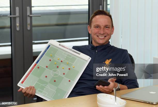 Pepijn Lijnders First-team development coach during a training session at Melwood Training Ground on July 5, 2017 in Liverpool, England.