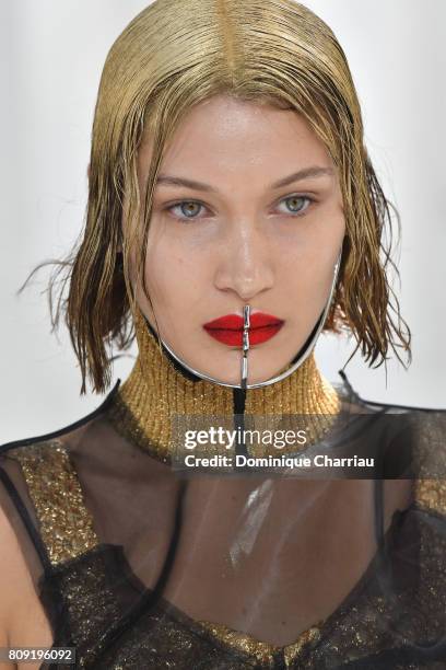 Model Bella Hadid walks the runway during the Maison Margiela Haute Couture Fall/Winter 2017-2018 show as part of Haute Couture Paris Fashion Week on...