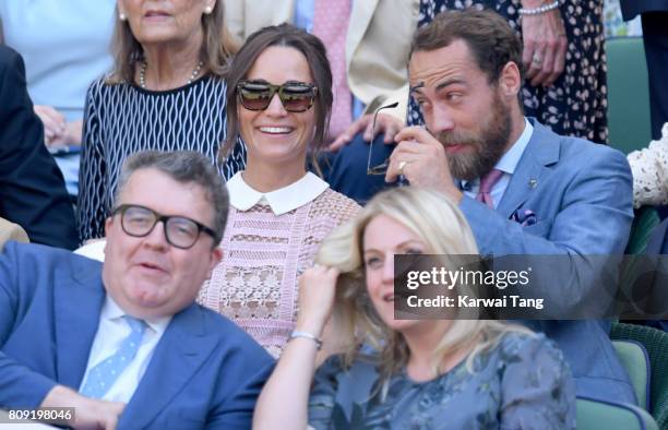 Deputy Leader of the Labour Party Tom Watson , Pippa Middleton and her younger brother James Middleton attend day 3 of Wimbledon 2017 on July 5, 2017...