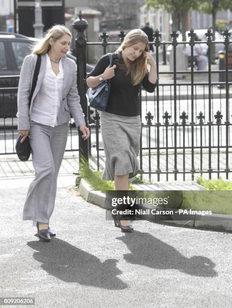 Mother Julie and sister Jess at Nenagh Court House Co.Tipperary where barmen Gary Wright and Aidan Dalton today denied the manslaughter of their son...