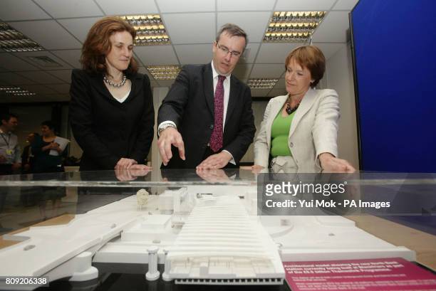 Environment Secretary Caroline Spelman , Rail Minister Theresa Villiers and Network Rail Director of Investment Projects Simon Kirby with an...
