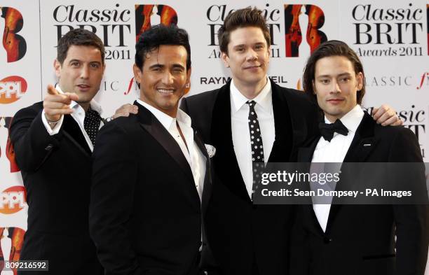 Il Divo arrive at the Classic BRIT Awards 2011, at the Royal Albert Hall, in central London.