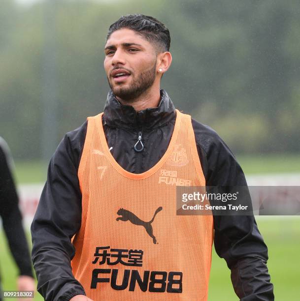 Achraf Lazaar during the Newcastle United Training session at the Newcastle United Training Centre on July 5 in Newcastle upon Tyne, England.