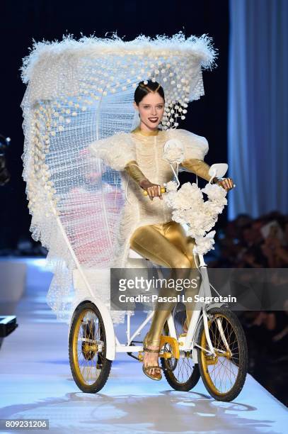 Coco Rocha is seen on the runway during the Jean Paul Gaultier Haute Couture Fall/Winter 2017-2018 show as part of Haute Couture Paris Fashion Week...