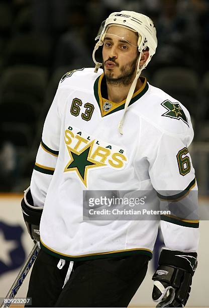 Mike Ribeiro of the Dallas Stars skates up to a face off during game two of the Western Conference Semifinals of the 2008 NHL Stanley Cup Playoffs...