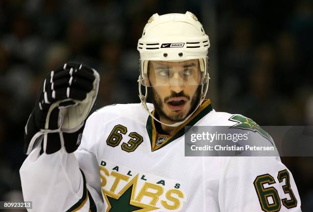 Mike Ribeiro of the Dallas Stars skates up to a face off during game two of the Western Conference Semifinals of the 2008 NHL Stanley Cup Playoffs...