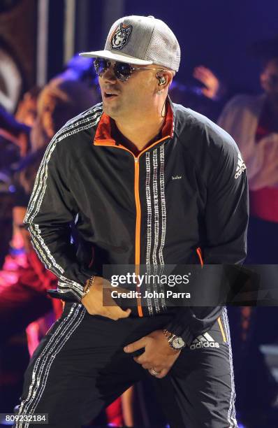 Wisin rehearses on stage during Univision's "Premios Juventud" 2017 Celebrates The Hottest Musical Artists And Young Latinos Change-Makers - Day 2...
